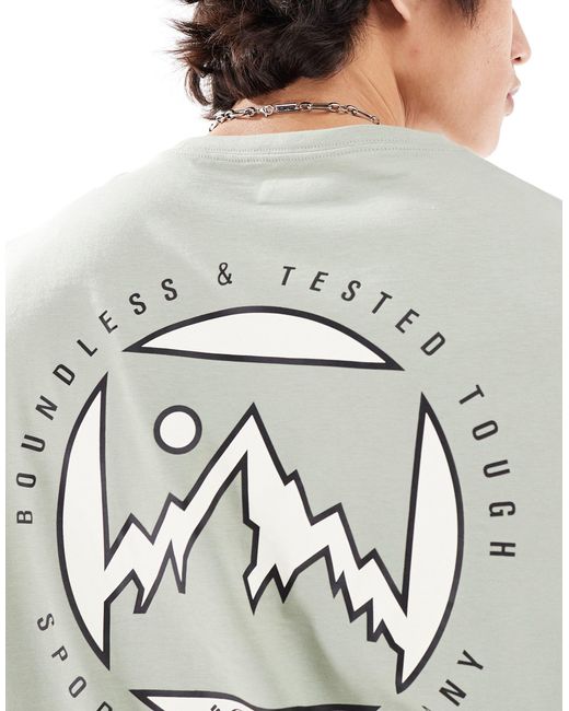 Brice creek - t-shirt avec imprimé montagne au dos - kaki - exclusivité asos Columbia pour homme en coloris Gray