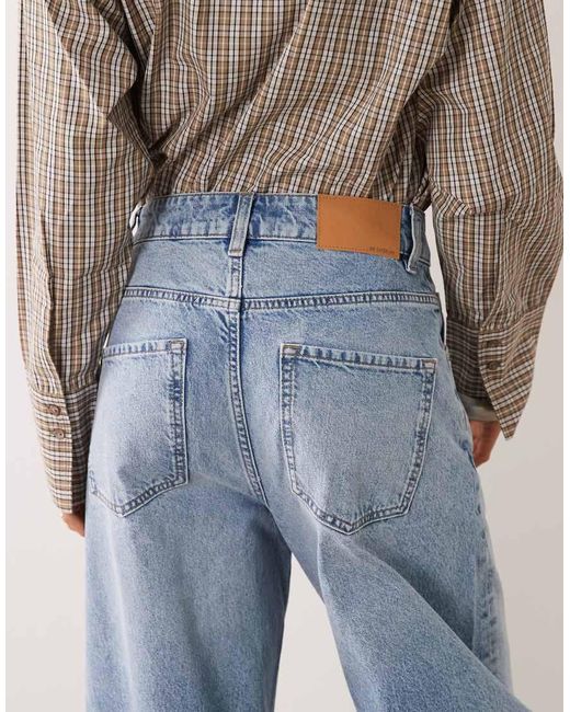 ASOS Blue High Waisted Barrel Leg Jeans