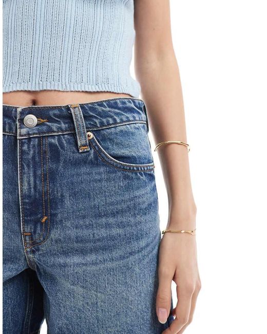 Monki Blue Aimo Relaxed Denim Shorts
