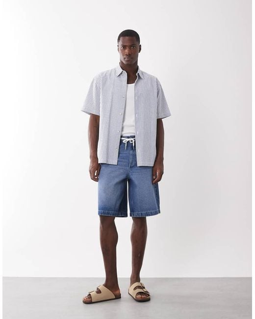 ASOS Blue Loose Denim Jorts for men