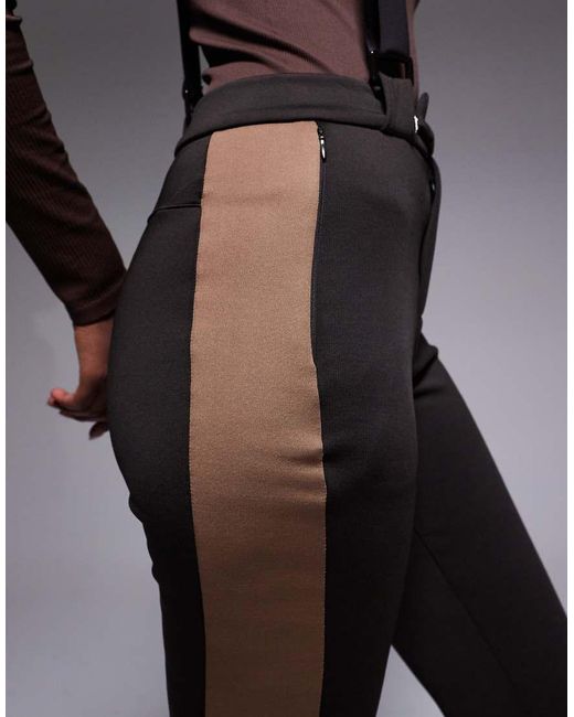 Threadbare Ski Salopettes With Contrast Panels in Brown | Lyst UK