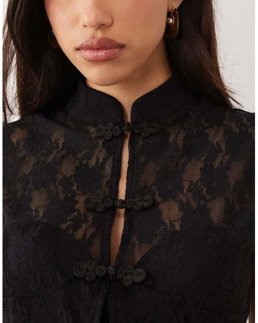 ASOS Black Co-ord Lace Mandarin Waist Coat