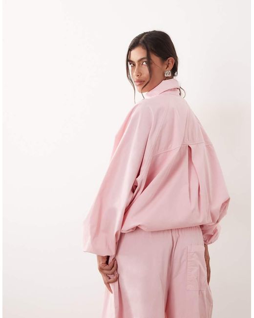 ARRANGE Pink Drawcord Hem Utility Twill Jacket