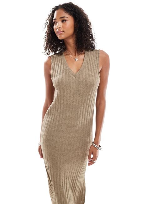 Pieces White Sleeveless V Neck Midi Dress