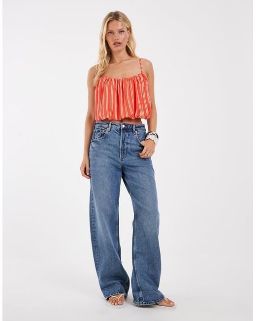 ASOS Red Linen Blend Bubble Cami Top