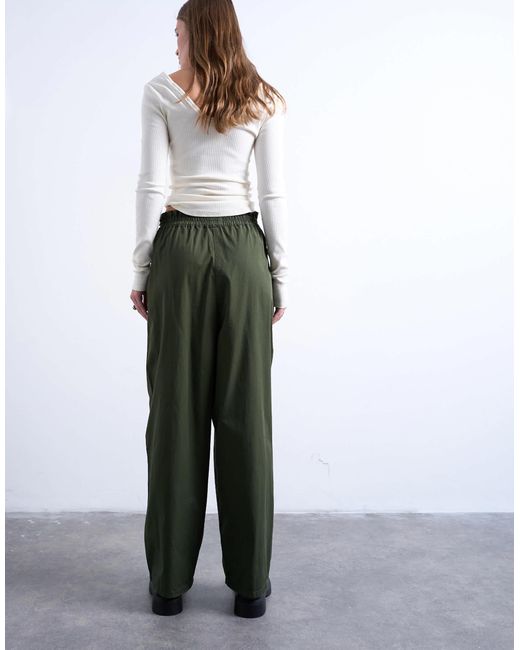 TOPSHOP Green Pleated Balloon jogger With Elasticated Waist