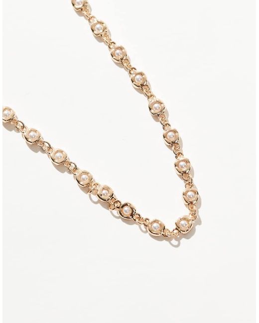 ASOS Schakelketting Met Gesmolten Ontwerp En Parelbedels in het White voor heren