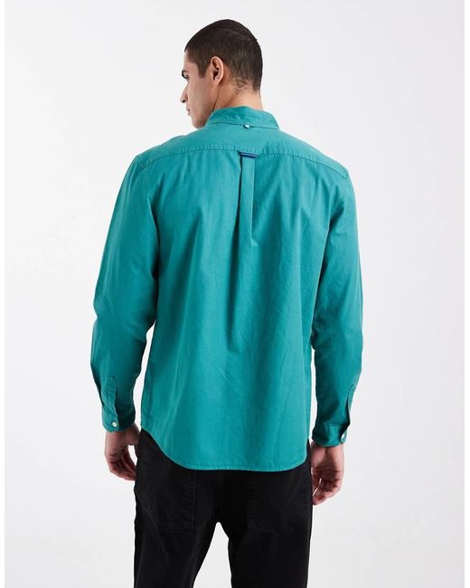 Fred Perry Blue Relaxed Fit Washed Twill Pocket Logo Shirt for men