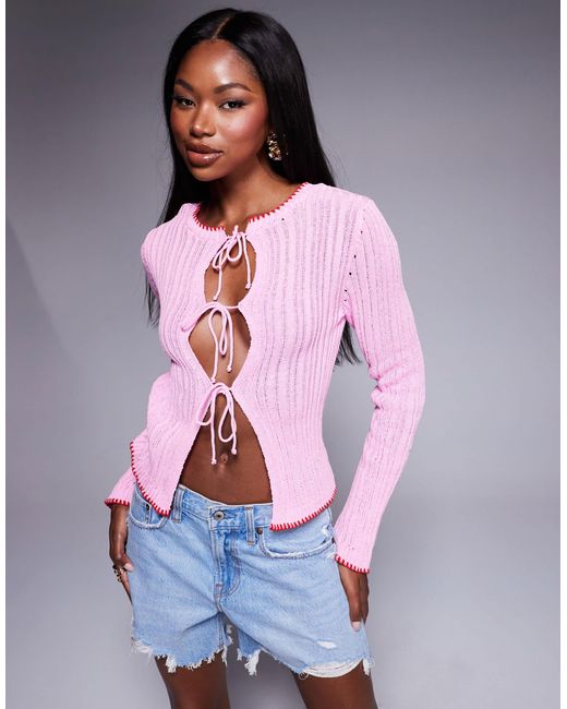 ASOS Pink – vorne gebundene strickjacke