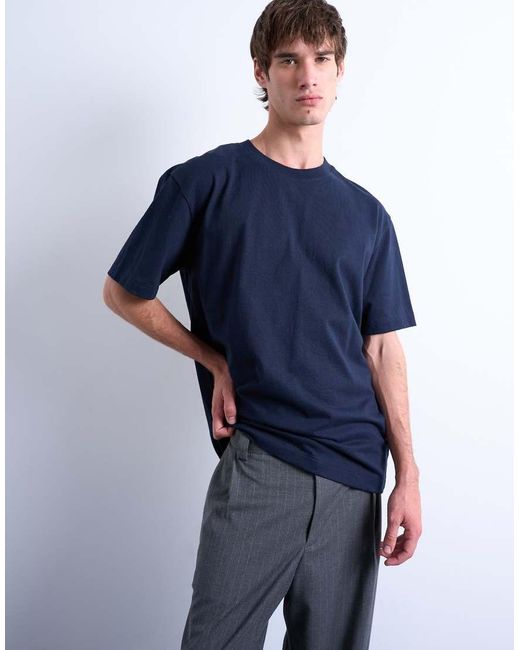 Topman Blue Relaxed Fit T-shirt for men