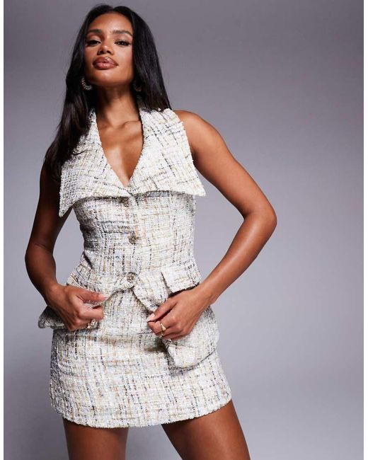 ASOS White Embellished Boucle Mini Skirt