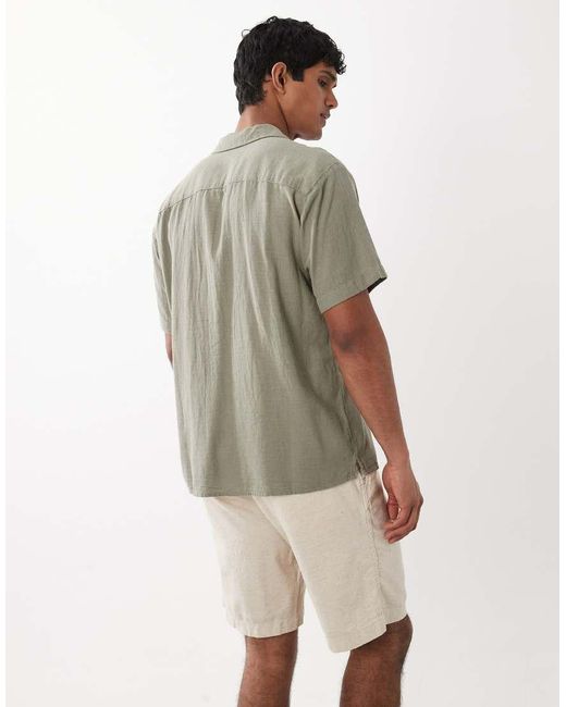 Jack & Jones Green Textured Shirt With Short Sleeves for men