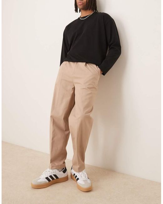 Chinos De Vestir De Corte Tapered Extragrande Con Trabillas Regulables En Los Laterales De Algodón De -Neutro ASOS de hombre de color Natural