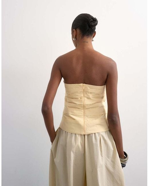 TOPSHOP Natural Gathered Bandeau Top