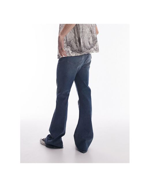 Topman Blue Flare Jeans for men