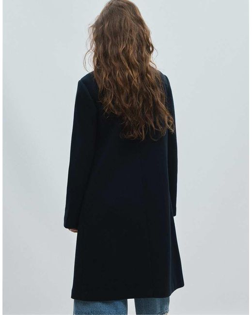 Stradivarius Blue Straight Soft-touch Coat