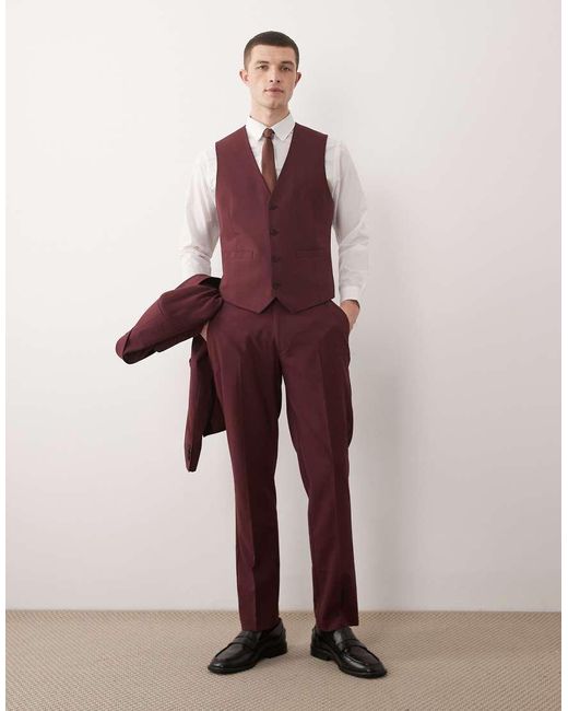 ASOS Red Slim Suit Waistcoat for men