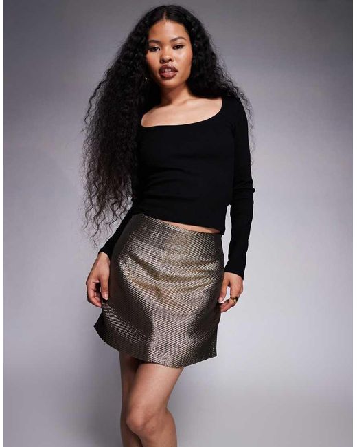 New Look Black Metallic Twill Mini Skirt