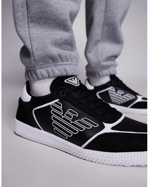 EA7 Gray Armani New Heritage Eagle Logo Trainers for men