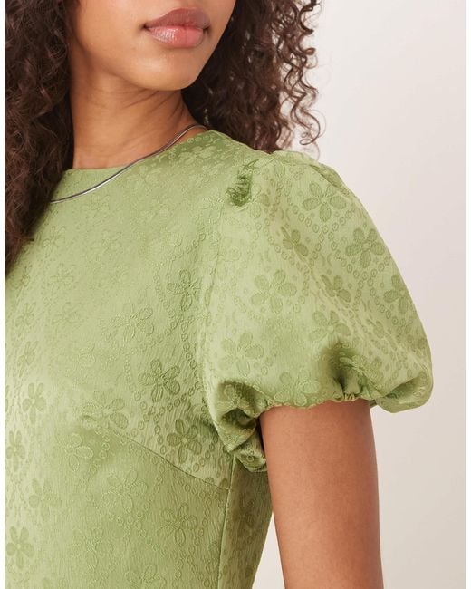 Sister Jane Puff Sleeve Bubble Hem Maxi Dress in Green | Lyst