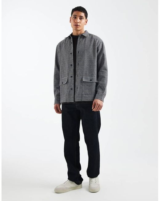ASOS Gray Boxy Oversized Plaid Shirt for men