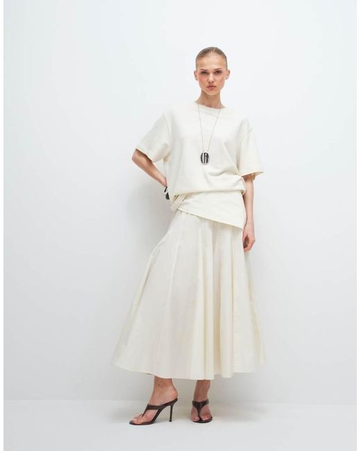 Mango White 100% Cotton Maxi Skirt With Scarf