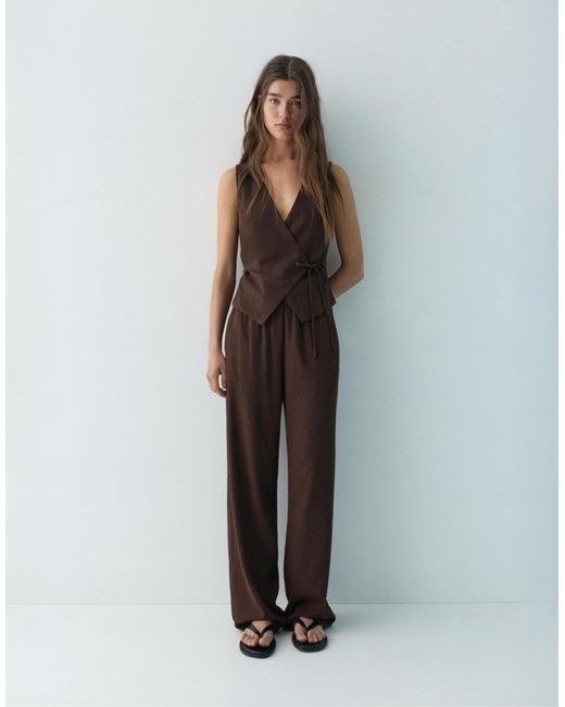 Pull&Bear Black – trägertop aus leinenmix