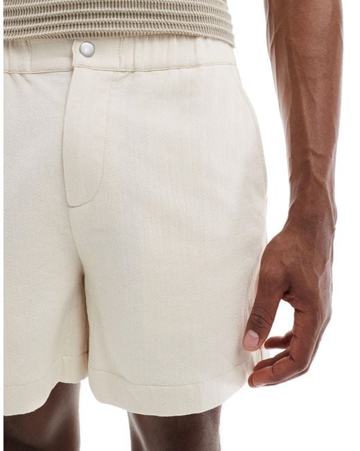 ASOS – weite, kürzer geschnittene shorts aus strukturiertem stoff in White für Herren