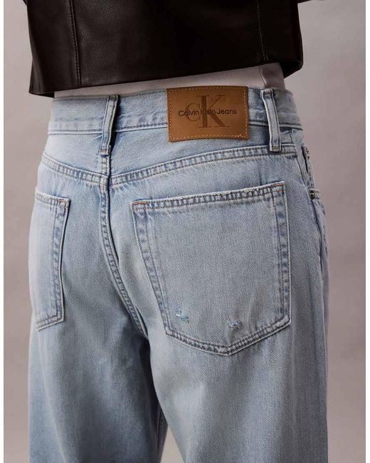 Calvin Klein White Low Rise Distressed Baggy Jeans