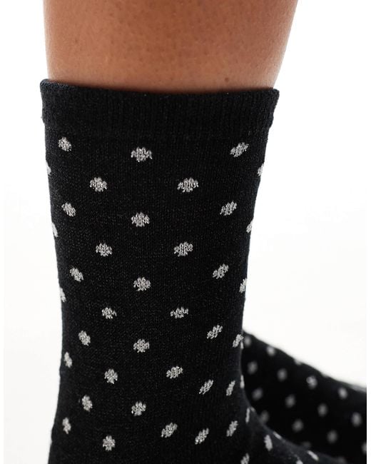 Pieces Black Glitter Polka Dot Socks