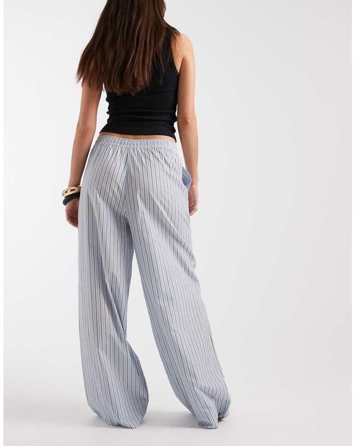 ONLY Blue Pull On Wide Leg Trousers