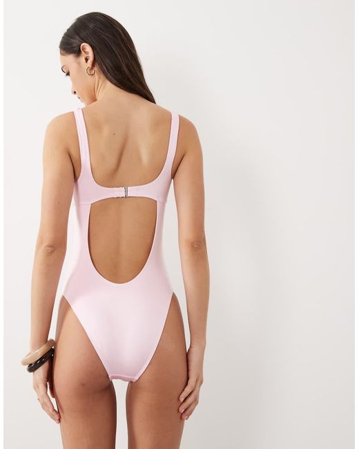 Free Society Pink Square Neck Swimsuit