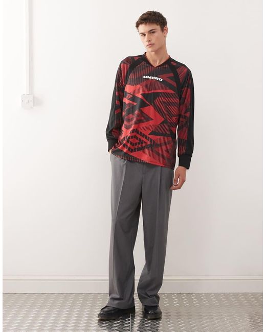 Umbro Red Printed Long Sleeve Jersey for men
