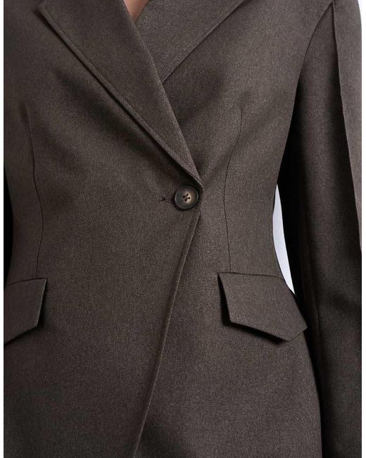 Blazer Asimmetrico A Portafoglio Con Cuciture A Vista di TOPSHOP in Black