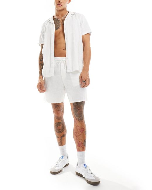 Weekday – olsen – leinenmix-shorts in White für Herren