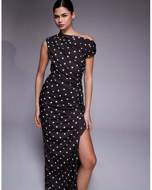 TFNC London Blue One Off Shoulder Maxi Dress