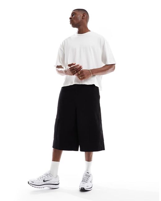 Pantaloncini Taglio Lungo Cargo Neri di ASOS in White da Uomo
