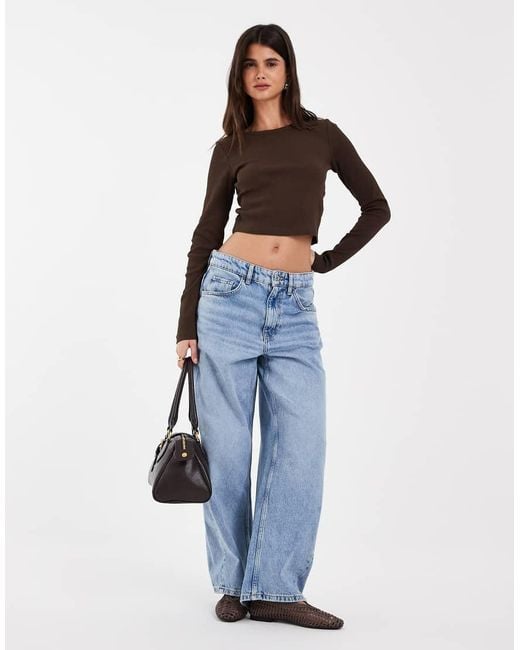 JJXX Brown Feline Ribbed Crop Top