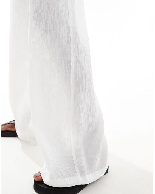 Bershka White Crinkle Beach Trousers