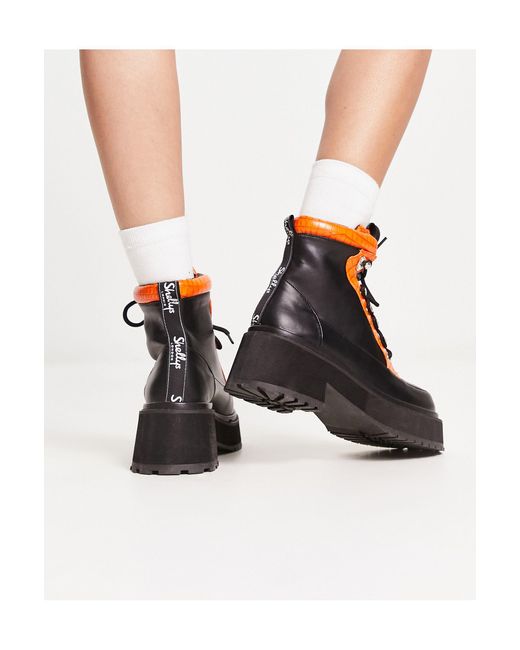 Shellys London Black Aster Chunky Combat Boots