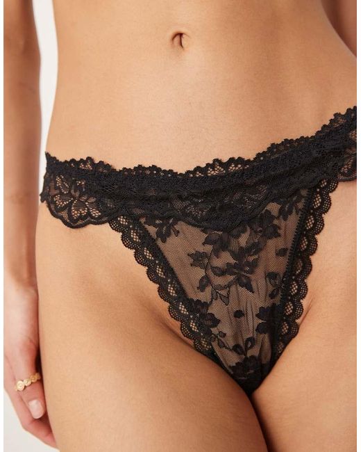 ASOS Black Lyla All Over Lace Thong