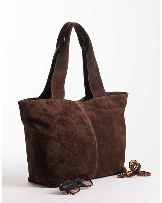 ASOS Brown Suede Seam Detail Tote Bag