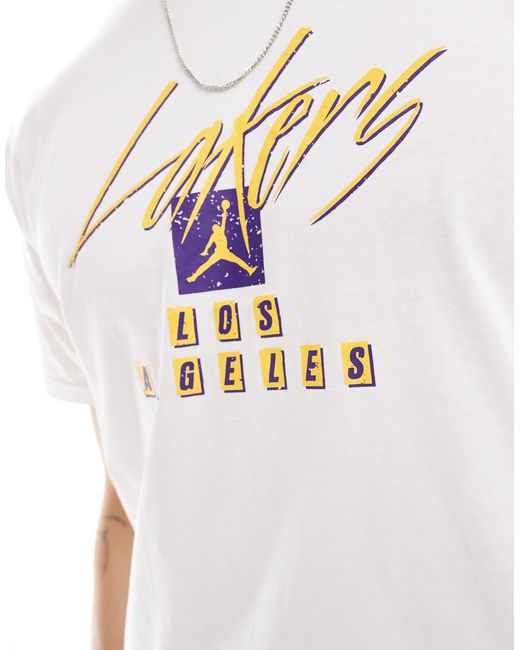 Nike Basketball White Nba La Lakers Logo Graphic T-shirt