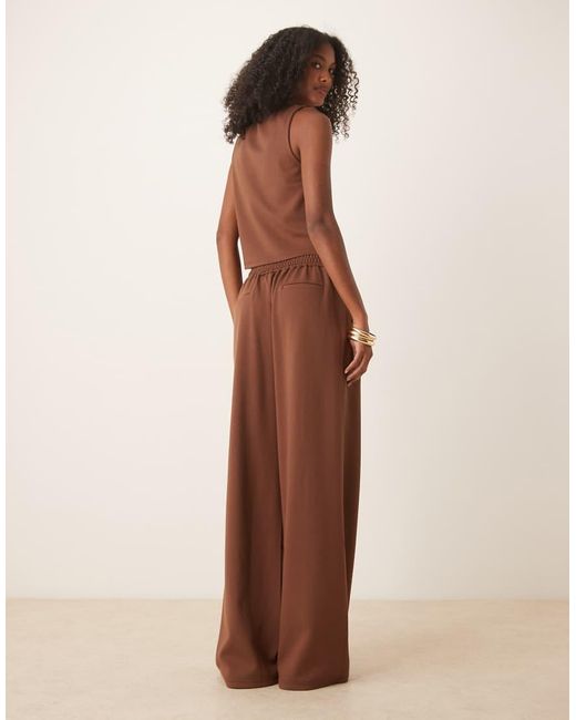 ASOS Natural Jersey Twill Wide Leg Pants