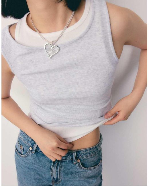 Stradivarius Gray Double Layer T-shirt