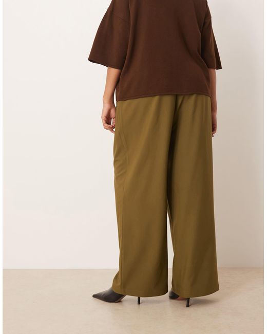 ASOS Natural Asos Design Curve Tailored Relaxed Straight Leg Trousers