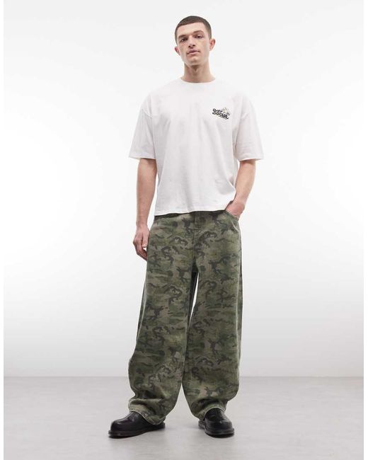 Reclaimed Vintage White Wide Leg baggy Jeans for men