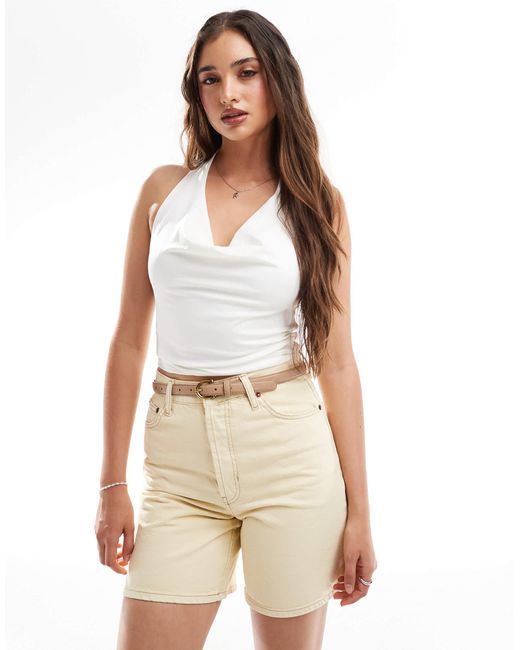Stradivarius Natural Halter Top