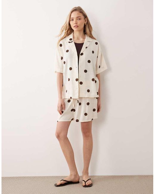 ASOS Natural Revere Collar Linen Co-ord Shirt