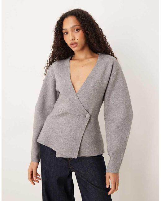 Gina Tricot Gray V-Neck Shaped Cardigan